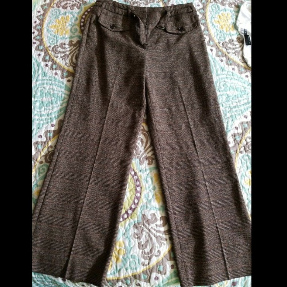 Larry Levine Straight Leg Glen Plaid Dress Pant